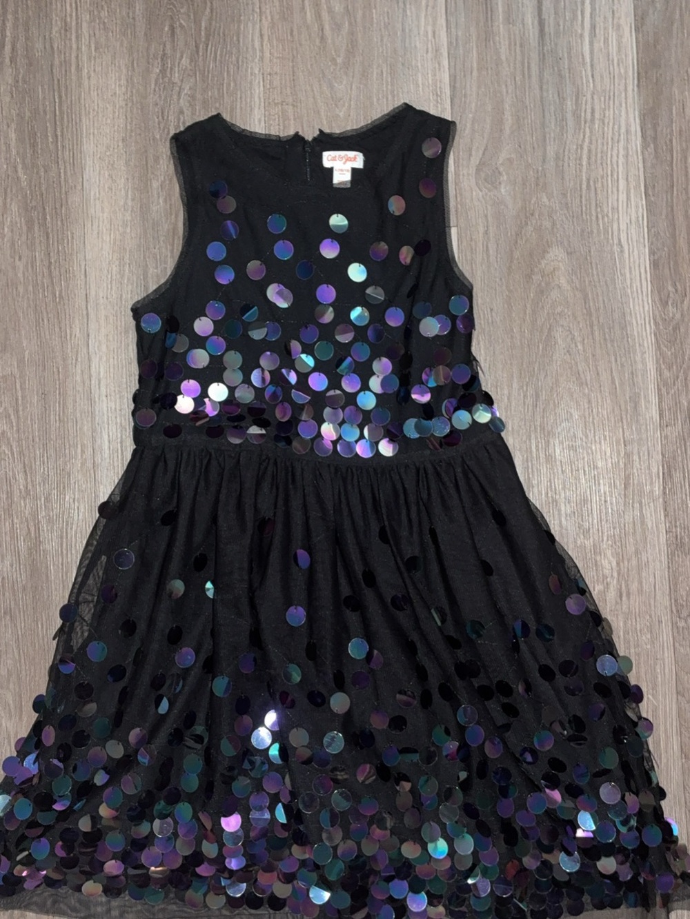 Cat & Jack Black Iridescent Sequin Party Dress